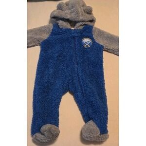 Newborn 0-3 Mo Buffalo Sabres One Pc Fuzzy NHL Nap Teddy Fleece Bunting Full-Zip